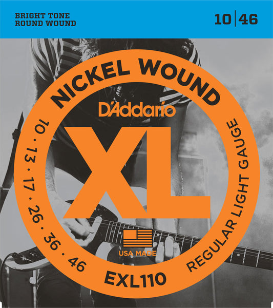 D'Addario 10-46 Nickel Round Wound Electric Guitar Strings EXL110 Regular Light