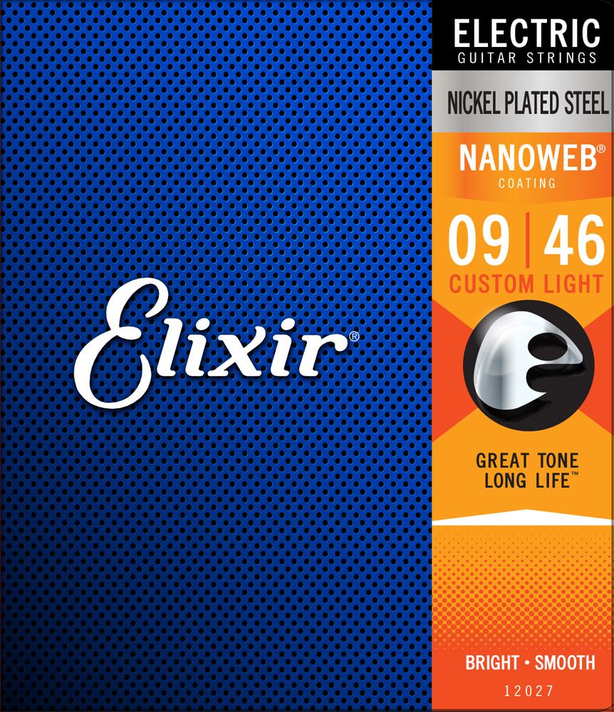 Elixir Nanoweb 9-46 Coated Nickel Plated Electric Guitar Strings Custom Light