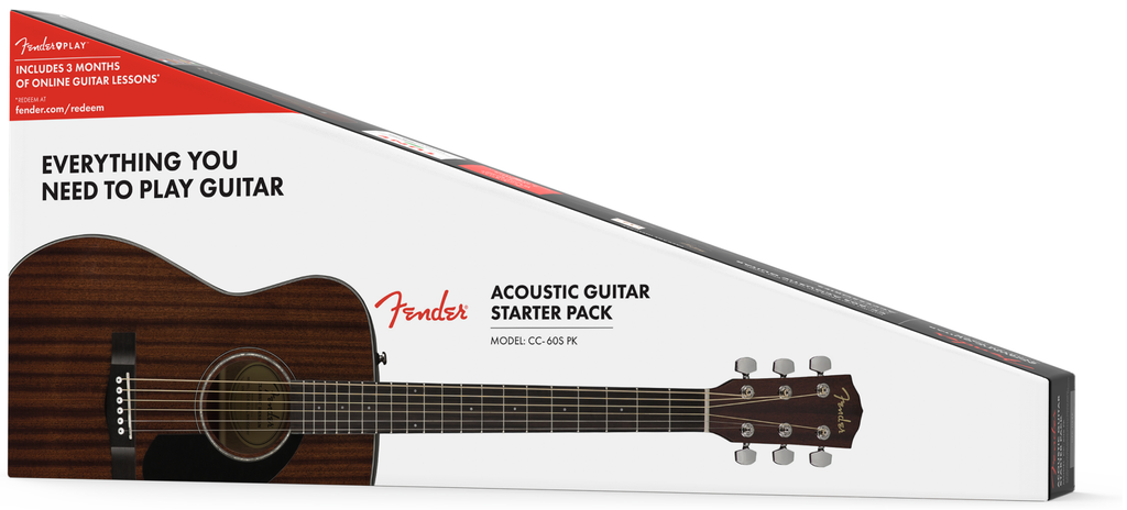 Fender CC-60S Concert Pack V2, All-Mahogany Solid Top Acoustic Guitar Starter Package