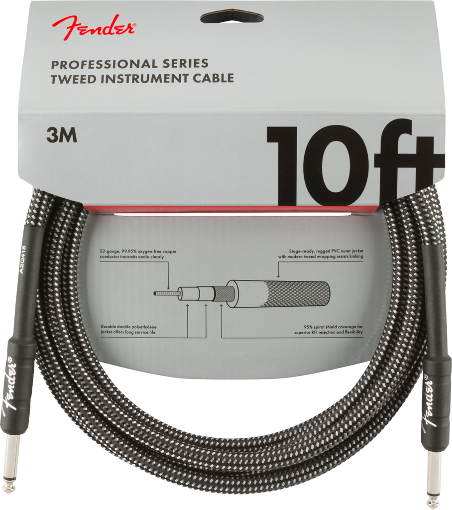 Fender Professional Series Instrument Cable, 10', Grey Tweed