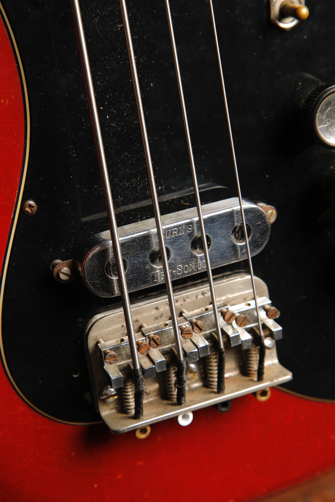 Burns Sonic Bass Vintage 1960s Cherry Red Bass Guitar Pre-Owned