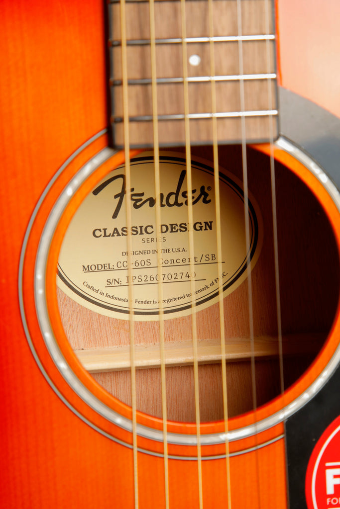 Fender CC-60S Solid Spruce Top Concert Sunburst Acoustic Guitar