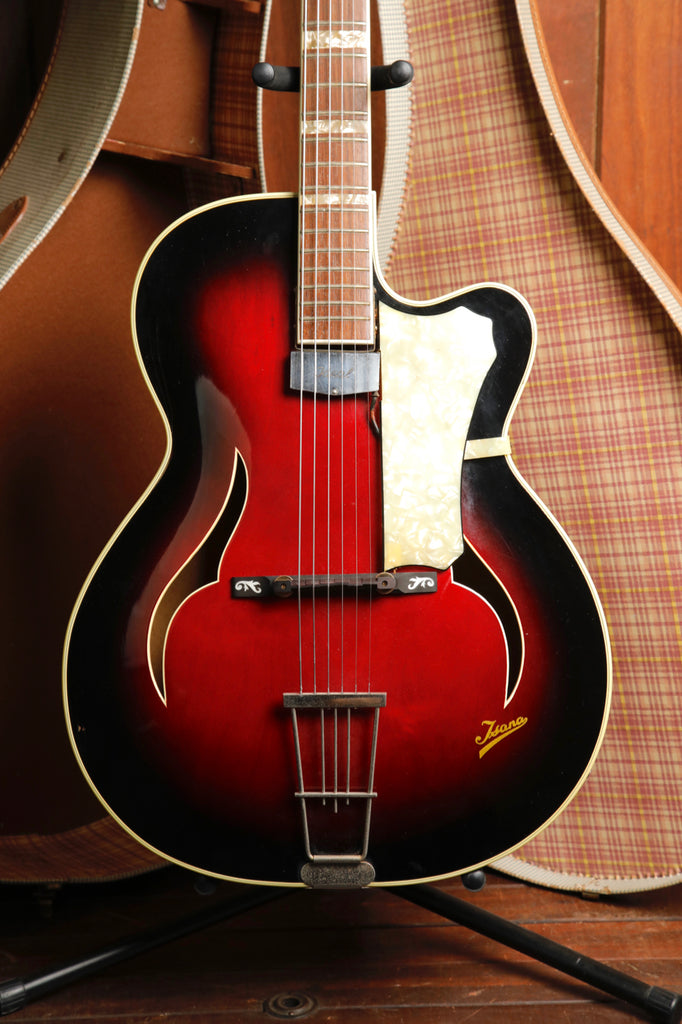 Isana Vintage 1950s Red Burst Archtop Acoustic-Electric Guitar Made in Germany Pre-Owned