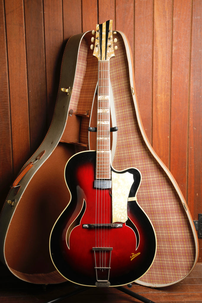 Isana Vintage 1950s Red Burst Archtop Acoustic-Electric Guitar Made in Germany Pre-Owned