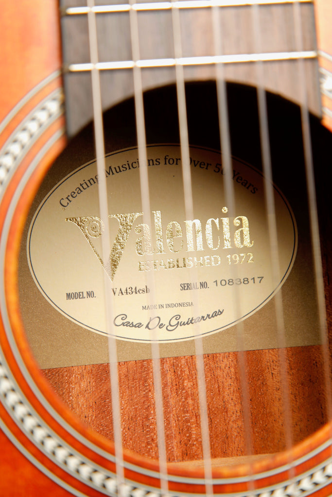 Valencia VA434CSB 4/4 Size Auditorium Shape Nylon String Guitar