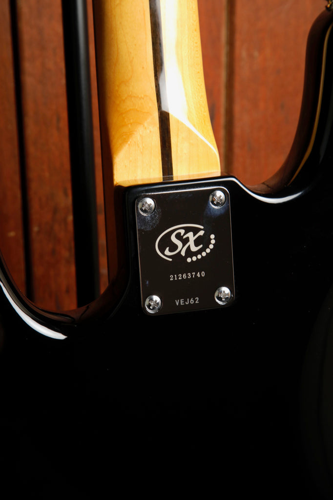 SX VEJ62FB Vintage Style Fretless Bass Guitar Black
