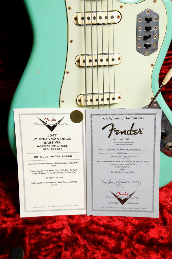 Fender Custom Shop Bass VI Journeyman Relic Aged Surf Green 2016 Custom Collection Pre-Owned