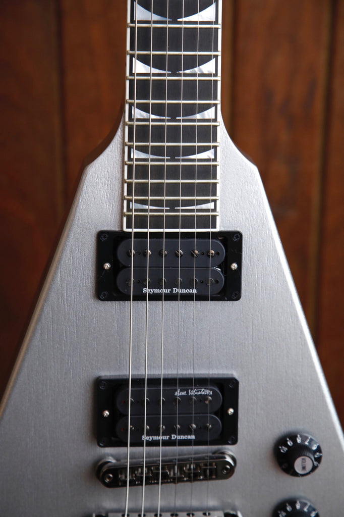Gibson Dave Mustaine Flying V Silver Metallic Electric Guitar (B-Stock)