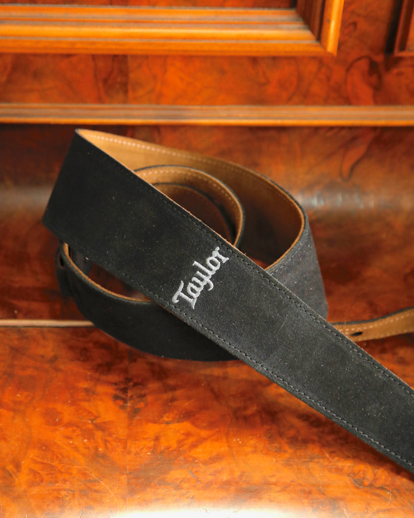 Taylor 2.5" Embroidered Suede Guitar Strap Black