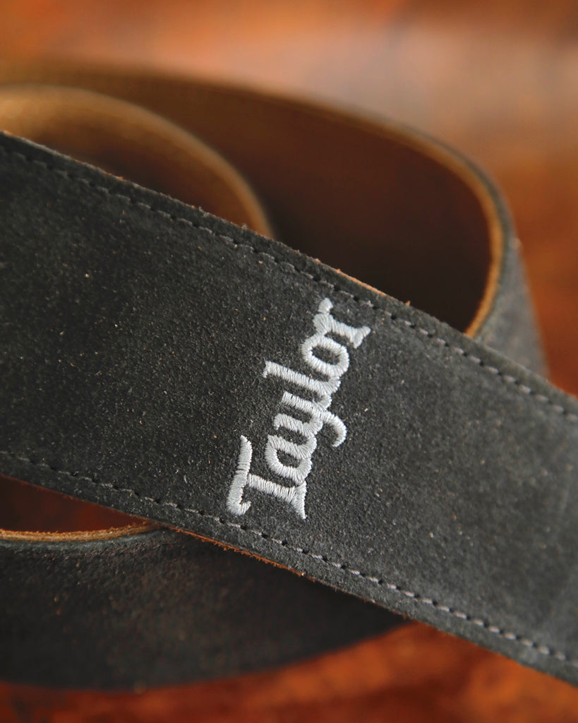 Taylor 2.5" Embroidered Suede Guitar Strap Black