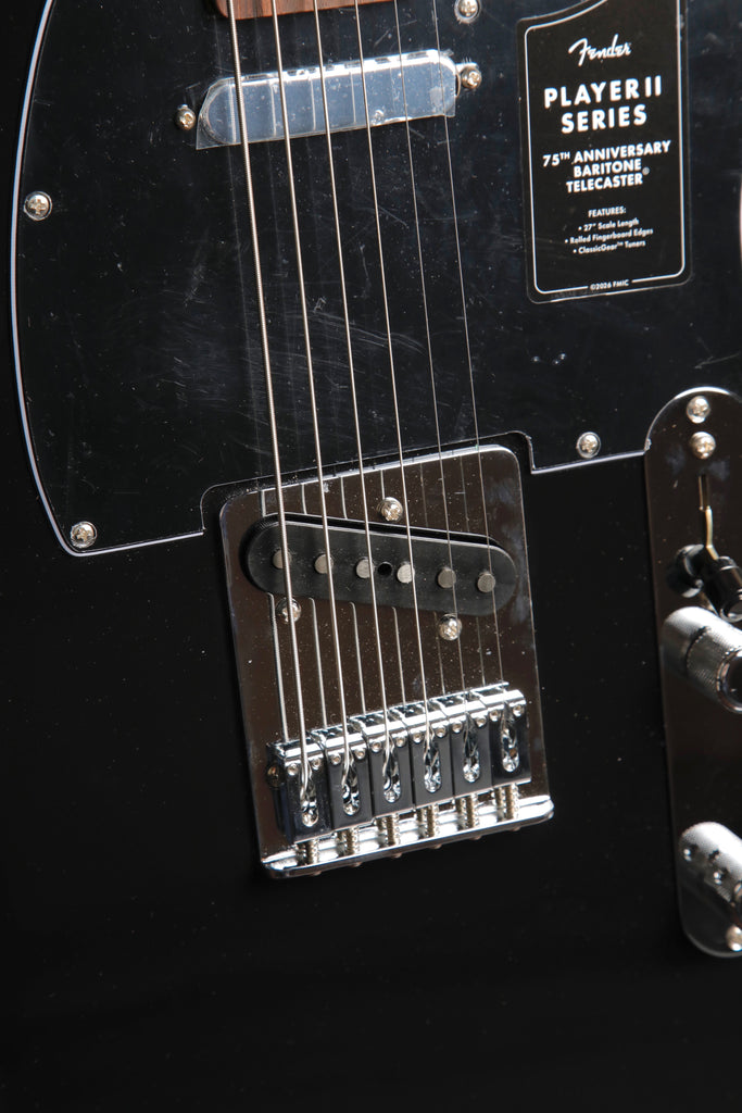 Fender 75th Anniversary Player II Baritone Telecaster Black Electric Guitar