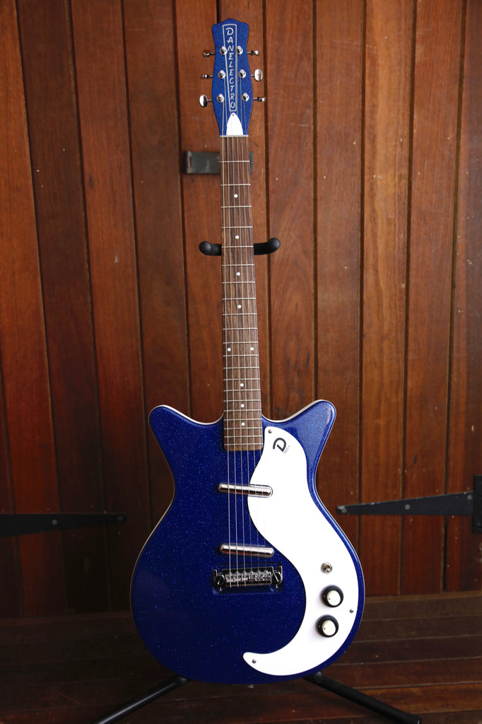 Danelectro '59M NOS+ Blue Metal Flake Double Cut Electric Guitar
