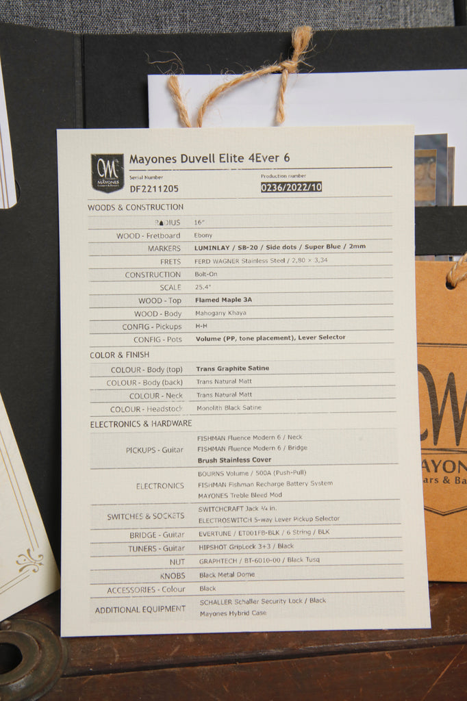 Mayones Duvell 6 Elite Transparent Graphite Satin Electric Guitar 2022 Pre-Owned