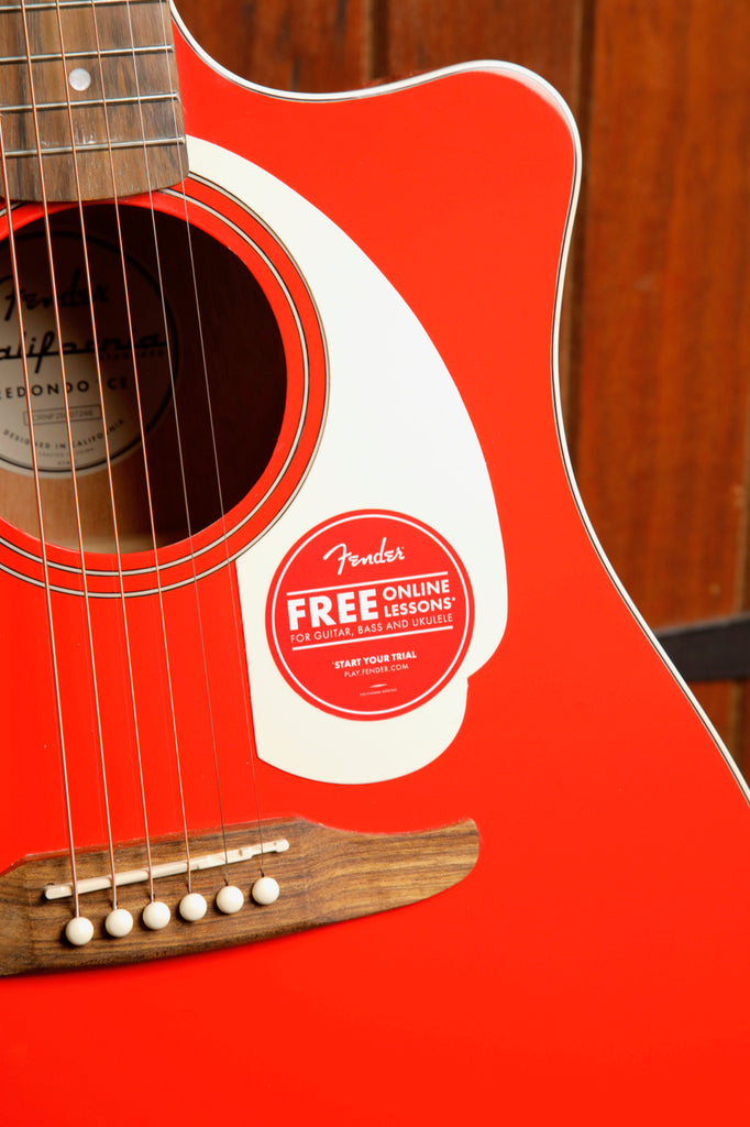 Fender California Standard Redondo CE Fiesta Red Acoustic-Electric Guitar