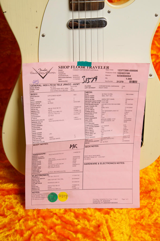 Fender Custom Shop LTD '63 Telecaster Aged Vintage White Journeyman 2020 Pre-Owned