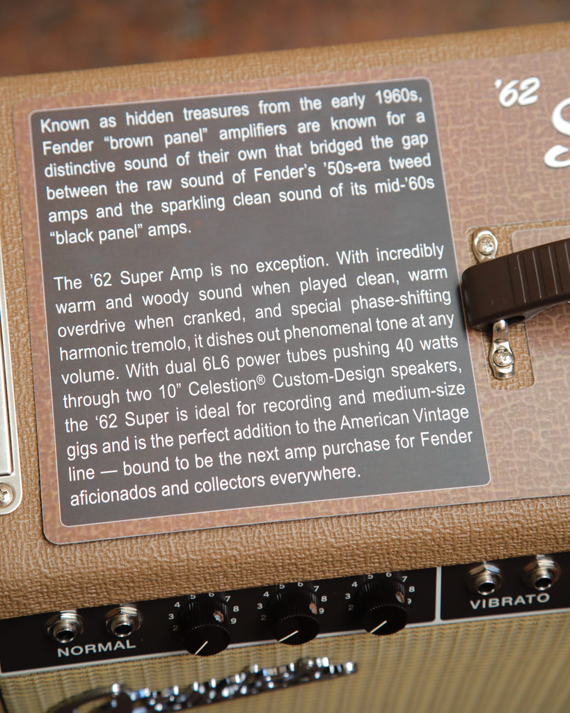 Fender '62 Super Amp 2x10" 40-Watt Valve Guitar Amplifier Combo