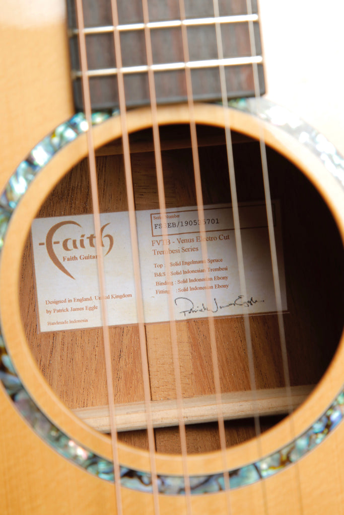 Faith FVTB Trembesi Venus Cutaway Acoustic-Electric Guitar Pre-Owned