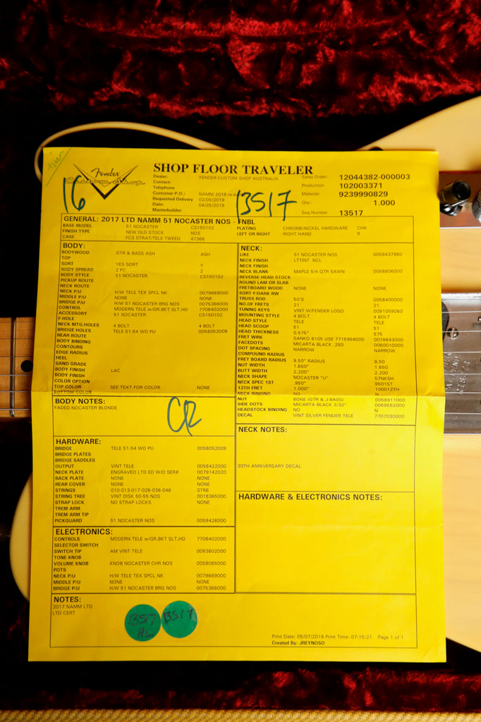 Fender Custom Shop LTD NAMM '51 Nocaster NOS Faded Nocaster Blonde 2019 Pre-Owned