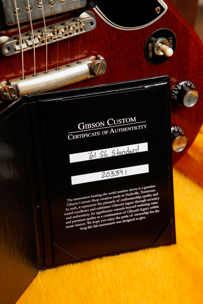 Gibson Custom 1961 SG Standard Stop Bar VOS Cherry Red Electric Guitar 2022 Pre-Owned