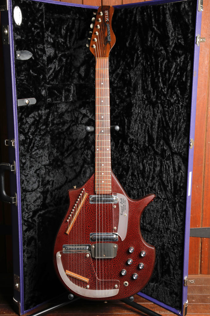 Coral Electric Sitar 1967 Vincent Bell Signature Red Crackle Finish Pre-Owned