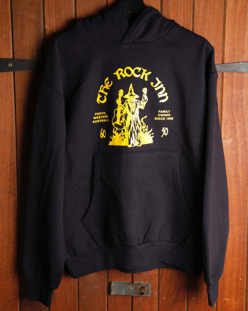 The Rock Inn "Wizard of Rock" Heavyweight Hoodie - Ink Blue/Yellow