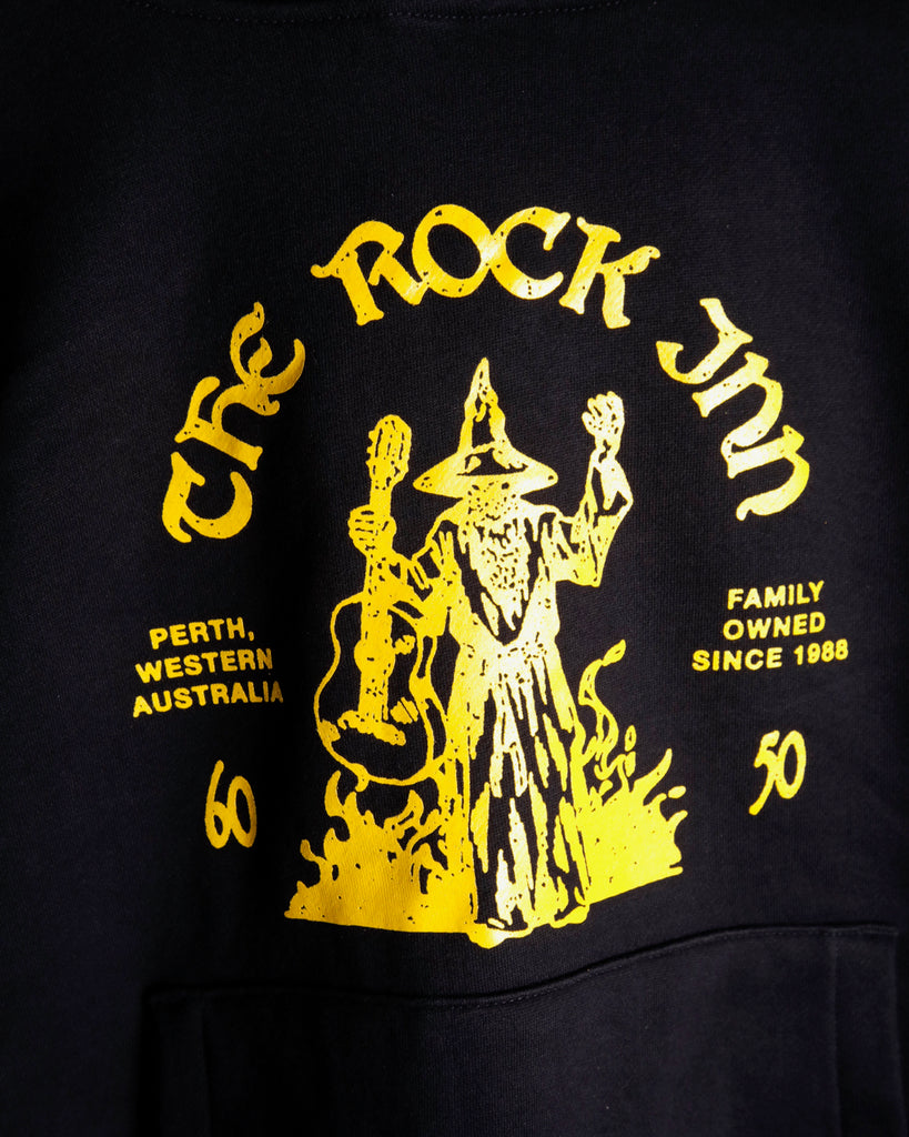The Rock Inn "Wizard of Rock" Heavyweight Hoodie - Ink Blue/Yellow