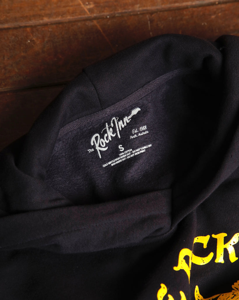 The Rock Inn "Wizard of Rock" Heavyweight Hoodie - Ink Blue/Yellow