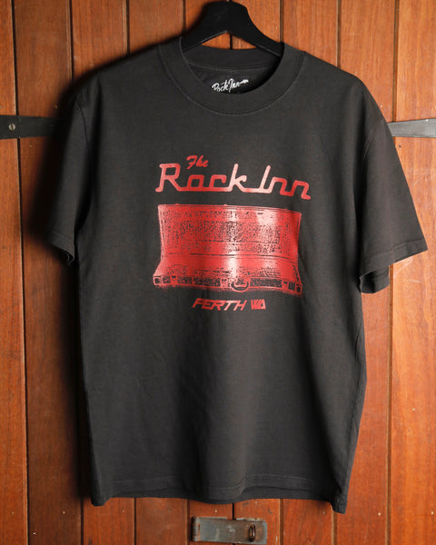 The Rock Inn "Rick-Inn-Backer" T-Shirt - Faded Black/Red