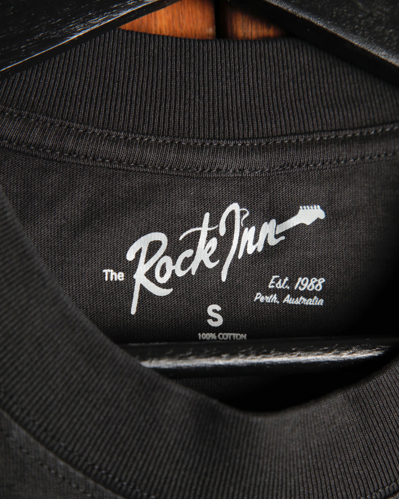 The Rock Inn "Rick-Inn-Backer" T-Shirt - Faded Black/Red