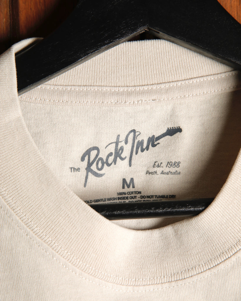 The Rock Inn "Rick-Inn-Backer" T-Shirt - Faded Bone/Red