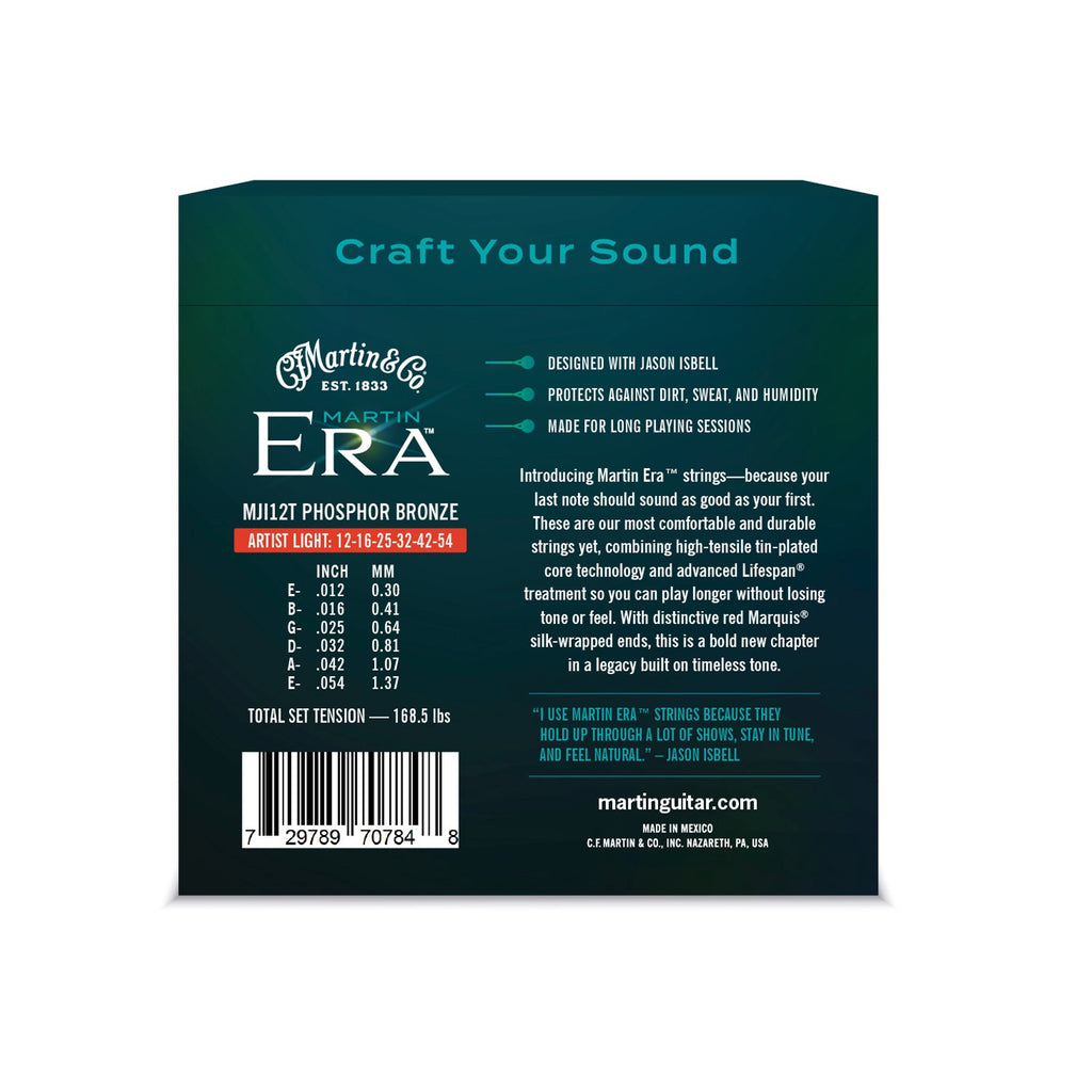 Martin Era Artist Light 12-54 Jason Isabell Signature Treated Acoustic Phosphor Bronze Guitar Strings