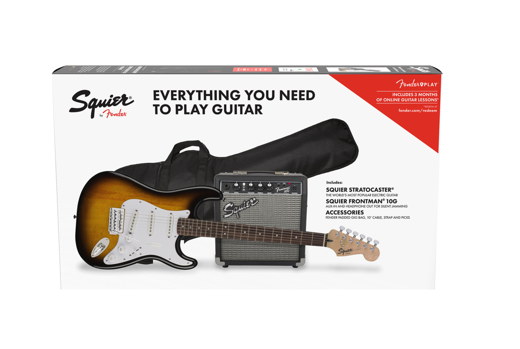 Squier Stratocaster Guitar & Amplifier Starter Pack - Brown Sunburst