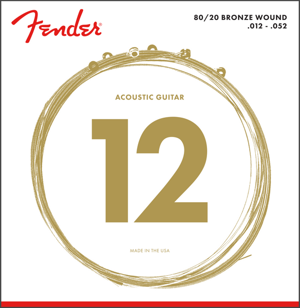 Fender 12-52 Light 80/20 Bronze Acoustic Guitar Strings