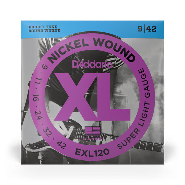 D'Addario EXL120 9-42 Nickel Round Wound Electric Guitar Strings Super Light Gauge