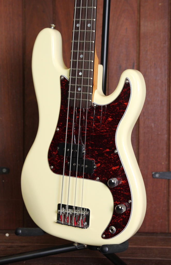 SX PB Bass 3/4 Size Solidbody Electric Bass Guitar Vintage White