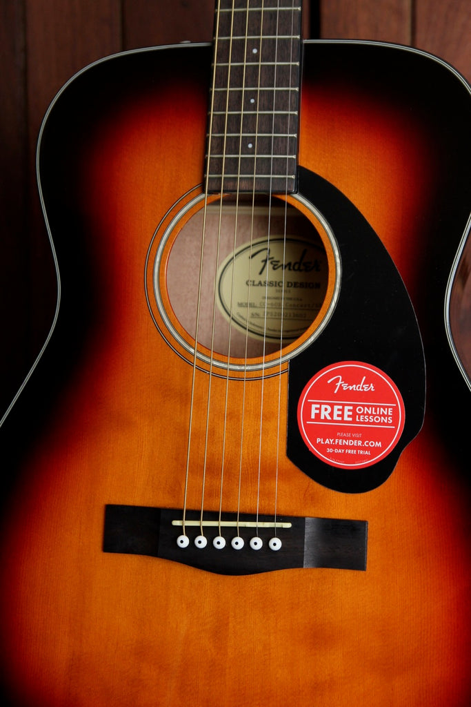 Fender CC-60S Solid Top Concert Size Acoustic Sunburst