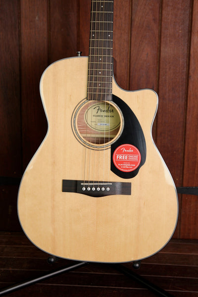 Fender CC-60SCE Solid Top Small Body Acoustic-Electric Guitar Natural