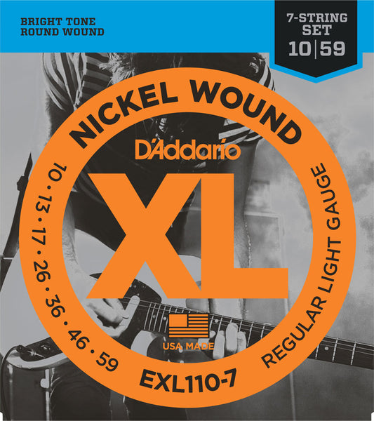 D'Addario 10-59 EXL 110-7 Nickel Wound 7-String Electric Guitar Strings Regular Light