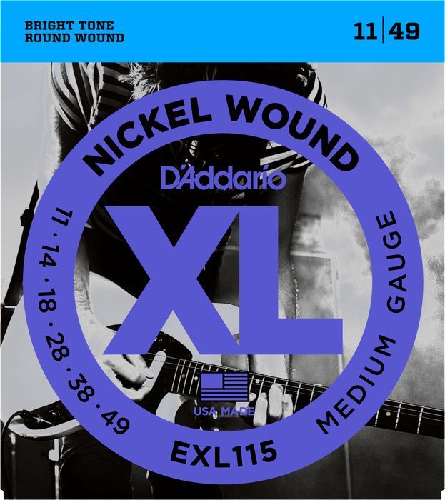 D'Addario 11-49 Nickel Round Wound Electric Guitar Strings EXL115 Blues Jazz Rock
