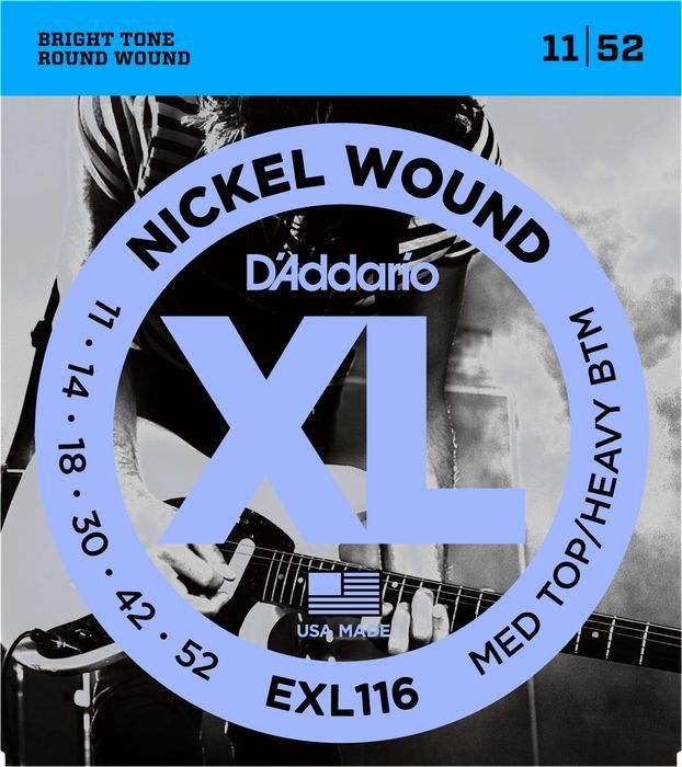 D'Addario 11-52 Nickel Round Wound Electric Guitar Strings EXL116 Med/Hvy