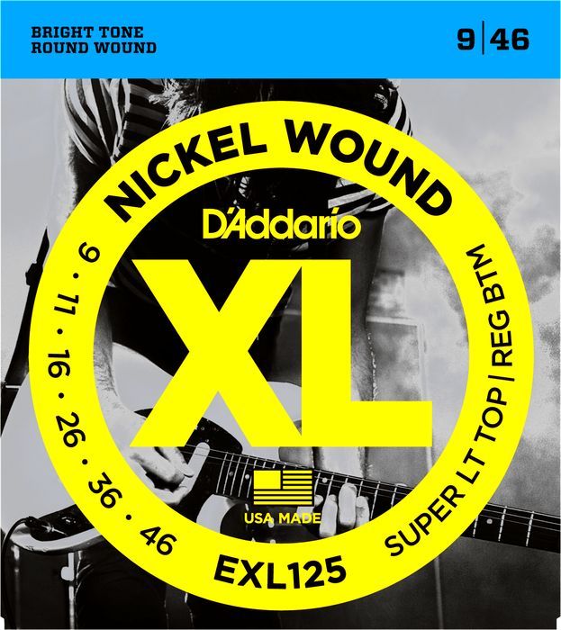 D'Addario 9-46 Nickel Round Wound Electric Guitar Strings EXL125 Super Light Top Reg Bot