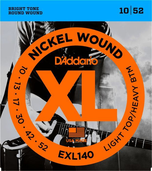 D'Addario 10-52 Nickel Round Wound Electric Guitar Strings EXL140 Light Top Hvy Bot