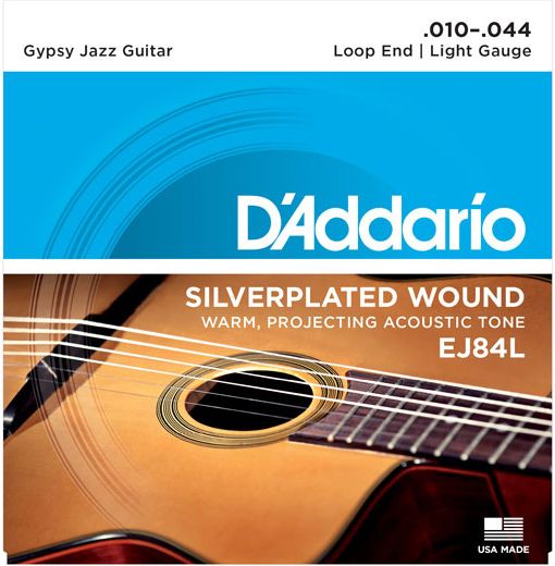 D'Addario EJ84L Silver Wound Gypsy Jazz Acoustic Guitar Strings Light Loop End 10-44