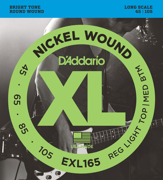 D'Addario XL Nickel Wound Electric Bass Strings EXL165 Long Scale 45-105