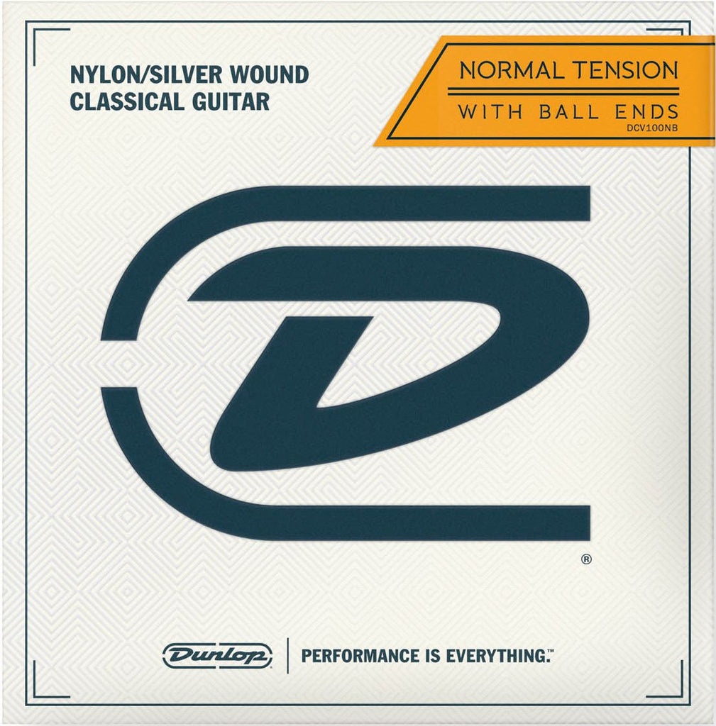 Dunlop Performance Series Clear Nylon/Silver Plated Classical Guitar Strings Normal Tension DCV100NB Ball End