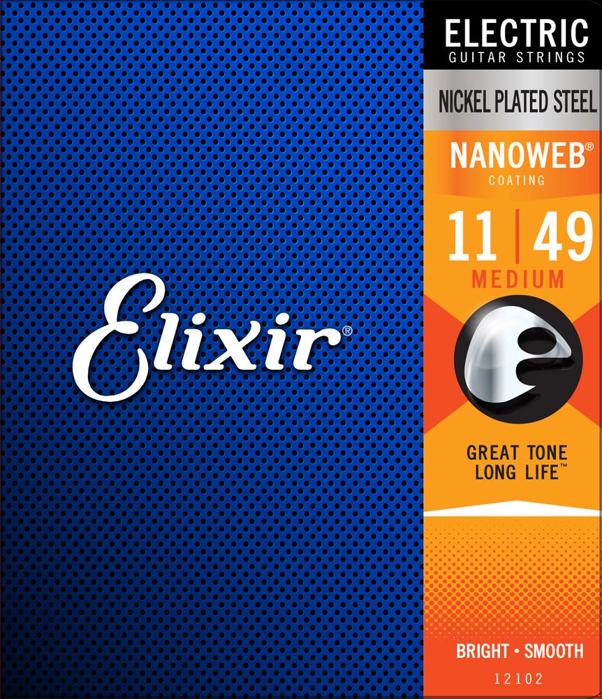 Elixir Nanoweb 11-49 Coated Nickel Plated Electric Guitar Strings Medium